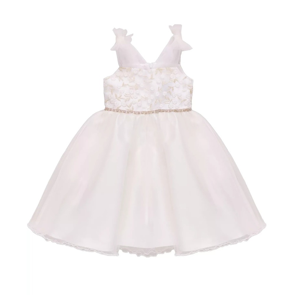 Bonnie Jean Little Girls Tie Shoulder Ballerina Party Dress White Size 6 NEW